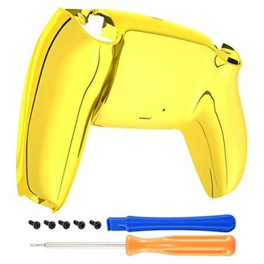 Imagem de eXtremeRate Revestimento inferior brilhante dourado cromado para controle DualSense 5, invólucro traseiro personalizado para controle PS5, capa traseira de reposição para controle Playstation 5