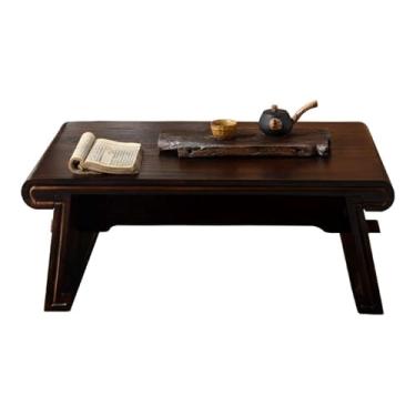 Imagem de UINGBPXT Mesa de centro retangular de madeira maciça, mesa baixa para sala de estar, varanda, sala de chá, mesa vintage de tatame, mesa de meditação