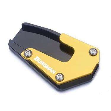 Imagem de Acc-Creativity Suporte de pé de motocicleta com ampliador lateral para placa de extensão compatível com SUZUKI Burgman 650 AN650 2013-2018 (dourado)