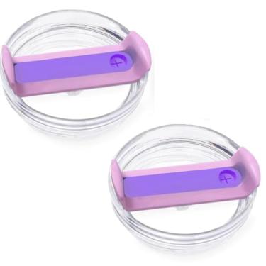 Imagem de Substituição da tampa do copo de 1,134 g Apto para Stanley Cup, tampas de substituição transparentes, substituição da tampa do copo Stanley 1,134 g, acessórios Stanley Cup, pacote com 2 (roxo)