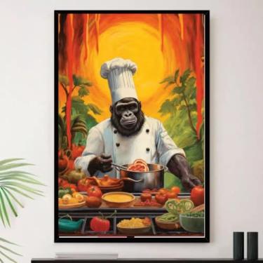 Imagem de Genérico, Quadro Cozinha Macaco Chef Cozinheiro Decorativo A3 35x45cm