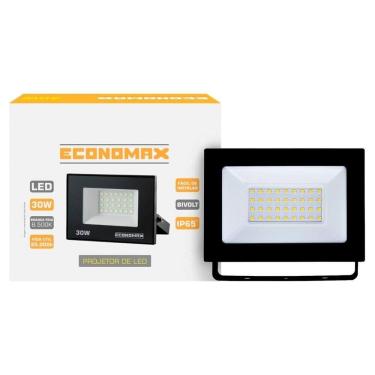 Imagem de Refletor Economax Led 30W Slim Preto 6,5K 1800H
