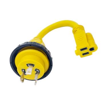 Imagem de TREXFLOW TF Cabo De Alimentação Marine & Rv Para Serviço Pesado 125 V 30 A Macho Nema L5-30P 5-15R Fêmea 15 Shore Power Pigtail Barco Adaptador