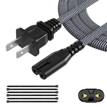 Imagem de ecjtu Cabo De Alimentação Ca 1,8 M (Pacote Com 1), Tv 2 Pinos, Nylon Trançado Substituição Para Xbox, Ps3, Ps4, Ps5, Impressora Compatível, Monitor, Barra Som, Console Jogos