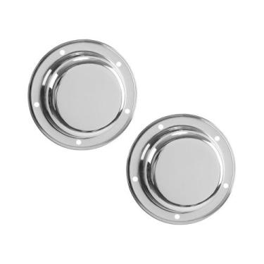 Imagem de Par Tampa para Cubo de Roda p Metal Cromada 5 Furos Pequena - Fabbof