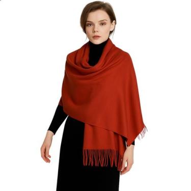 Imagem de Cachecol Feminino Pashmina Xale Tipo Manta Toque Macio Com Franjas 180