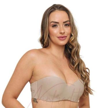 Imagem de Sutiã Top Sem Alça Modelo Reforçado Levanta Seio Pushup 3 Fechos - Pri