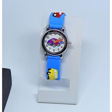 Imagem de Relógio Infantil Analógico Redondo menino Quartzo Esporte Silicone Des
