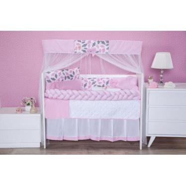 Imagem de Kit Berço Trança Completo Menino Menina 11 Peças Rosa Azul - F.V Enxov