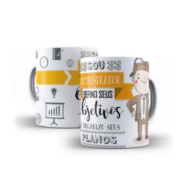 Imagem de Xícara Branca Porcelana Profissão Administração ADM 325ml + Caixinha -