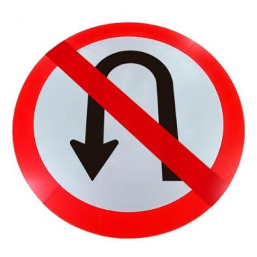 Imagem de Placa de Sinalização, Condomínio, Proibido Retornar à Esquerda, Refletiva, 50cm, em ACM 3mm (alumínio composto)