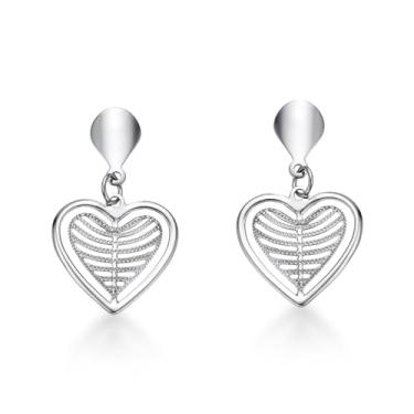 Imagem de Brinco Pendurado Coração Casual Aço Inox Antialérgico