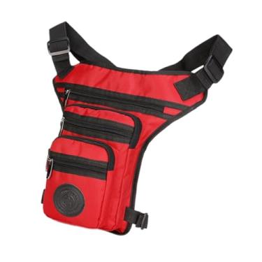 Imagem de simhoa Pochete masculina, bolsa de cintura, bolsa de perna portátil à prova d'água, de quadril, pochete para ciclismo, caminhada, ciclismo, viagens, Vermelho
