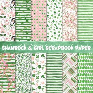 Imagem de kawaarashi 60 Folhas De Papel Aquarela Para Scrapbook Com Estampa Trevo Meninas, Listras Flores Silvestres E Bolinhas, Artesanal O Dia São Patrício, Faça Você Mesmo, Cartões, Decoração Álbum Fotos,