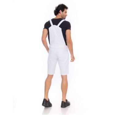 Imagem de Macacão Jeans Branco Masculino Rasgado Básico - Lilih-leon , Branco, L