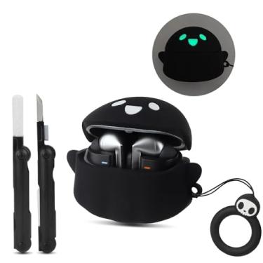 Imagem de Capa para Samsung Galaxy Buds 3 Pro e Galaxy Buds 3 com kit de limpeza [olhos brilhando no escuro] capa fofa de silicone macio anime fantasma engraçado para Galaxy Buds3 Pro/Buds3 capas para homens e