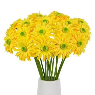 Imagem de Bloom Life Margaridas gerbera artificiais, conjunto de 16 hastes de 43 cm de altura, margaridas africanas de seda realistas para arranjos de vasos, decoração de casa, flores de casamento, presentes
