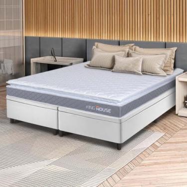 Imagem de Conjunto Box Baú Branco Durban Cinza Espuma D28 Queen 158x198x64 - King House