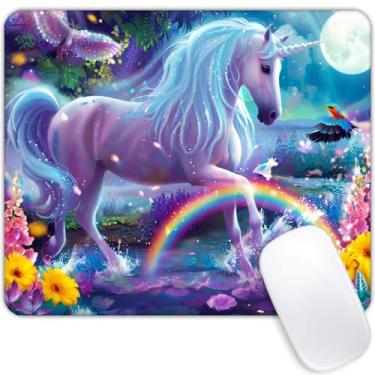 Imagem de Mouse pad quadrado brilhante unicórnio, mouse pads para jogos, tapete de mouse macio à prova d'água antiderrapante