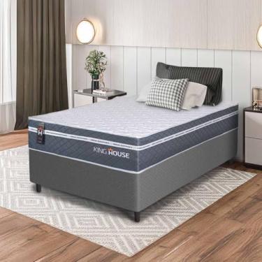 Imagem de Conjunto Box Cinza Cairo Cinza Molas Ensacadas Solteiro 88x188x64 - King House