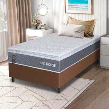 Imagem de Conjunto Box Marrom Luanda Cinza Espuma D28 Solteiro 88x188x62 - King House