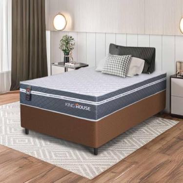 Imagem de Conjunto Box Marrom Cairo Cinza Molas Ensacadas Solteiro 88x188x64 - King House