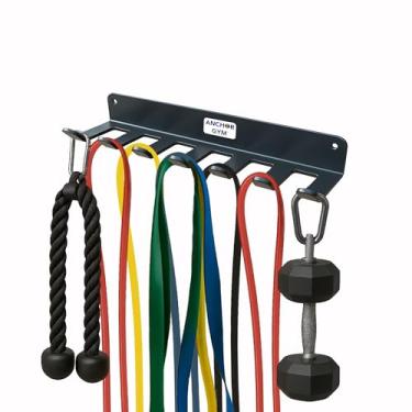 Imagem de Anchor Gym Rack de armazenamento de faixa de resistência - Organizador de rack de academia para cordas, correias e halteres pequenos - (G - 43 cm) - (parafusos incluídos)
