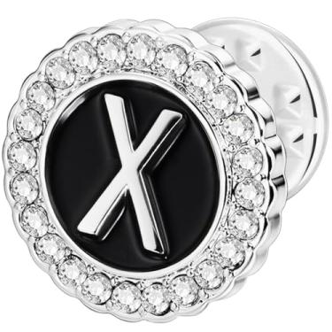 Imagem de HAWSON Alfinetes de lapela com inicial A-Z, alfinetes de gravata personalizados de ouro/prata 18K para ternos, gravatas, chapéus, homens e mulheres, Latão, Sem Pedra Preciosa