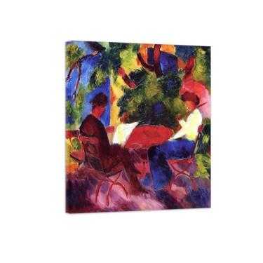 Imagem de Pinturas Famosas em Tela-Quadros Decorativos-Couple at Garden Table-Pôster e Impressões para Sala de Estar e Casa 20x25cm8x10in Tela Embrulhada