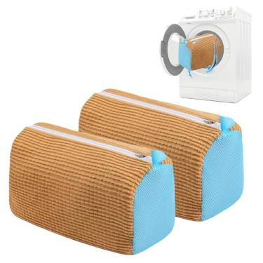 Imagem de Bolsa para máquina de lavar sapatos Esta bolsa de sapatos para máquina de lavar pode ser limpa 360° ao redor do zíper lateral reutilizável e durável, adequado para máquina de lavar e secar roupa