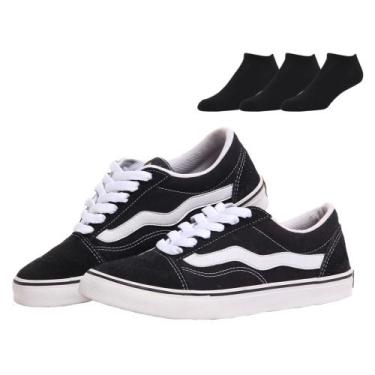 Imagem de Kit Tênis e 3 Pares de Meia Soquete Mad Rats Old School Unissex, 34, P