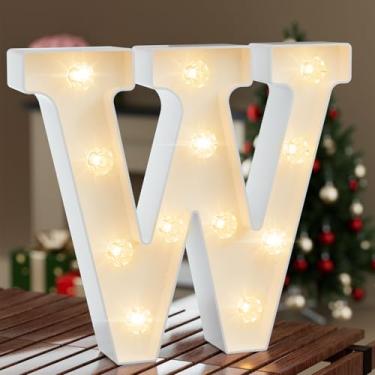 Imagem de Letreiro de LED branco, letreiro de lâmpada de diamante, letras iluminadas para decorações de Natal e casamento, luz noturna para decoração de parede de festa de aniversário para quarto de meninas