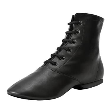 Imagem de Sogebo Botas De Dança De Jazz Com Sola Dividida Para Mulheres E Sapatos De Dança De Couro Masculinos, Preto (5W / 4M)