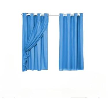 Imagem de Cortina Blackout Blecaute com Voil Liso 1 Parte (1,40m x 1,80m)(Azul)