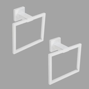 Imagem de GERZWY Anel de toalha de banheiro de aço inoxidável suporte de toalha de mão para banheiro cozinha montado na parede, branco