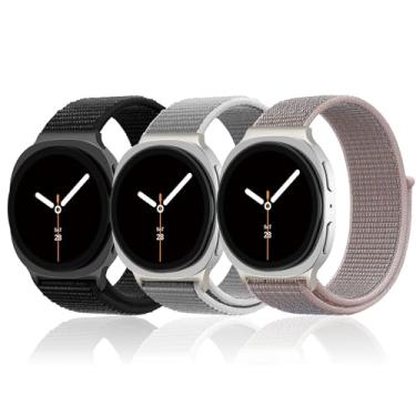 Imagem de Pacote com 3 pulseiras de nylon para Galaxy Watch 8 de 40 mm e 44 mm/Galaxy Watch 8 Classic de 46 mm / feminina, tecido macio respirável, pulseira ajustável para Samsung Galaxy Watch 8/8 Classic