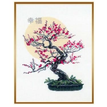 Imagem de RIOLIS Counted Cross Stitch Kit 13.75"X17.75"-Bonsai Sakura Wish Well Being (14 Count) -R1036