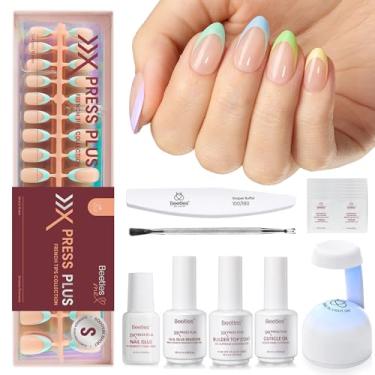 Imagem de beetles Gel Polish X Press Plus French Tips Para Unhas, 16 Tamanhos, 224 Unidades, Unhas Curtas Em Tom Pastel, Amêndoa, Pré-Aplicado, Primer, Base, Cobertura, Extensão Uv, Manicure, Presente Mulhere