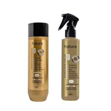 Imagem de Kit Fattore Shampoo Acidificante 300ml + Acidificante Capilar 300ml – pH 5,0 e 3,0, selagem de cutículas, brilho intenso, redução de frizz, reconstrução, uso pós-química, cabelos porosos e danificados, sem parabenos, cruelty free