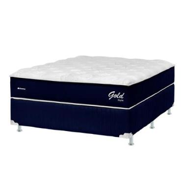 Imagem de Cama Box Casal Bonno Gold Style Casal Blue Molas Ensacadas 138x188x70c