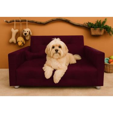 Imagem de Sofá Pet Cães E Gatos Porte Pequeno Médio Bob - Silverio Decor, Bordo