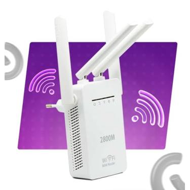 Imagem de Repetidor e Roteador Wi-Fi 2800Mbps 4 Antenas Wireless-N Amplificador Sinal Internet Fácil WPS