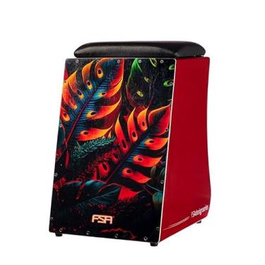 Imagem de Cajon FSA Instrumento de Percussão Profissional Feito à Mão - Graves Profundos, Som de Caixa Nítido, Madeira Brasileira, Design Ergonômico de Inclinação FC6663 FOLHAGEM
