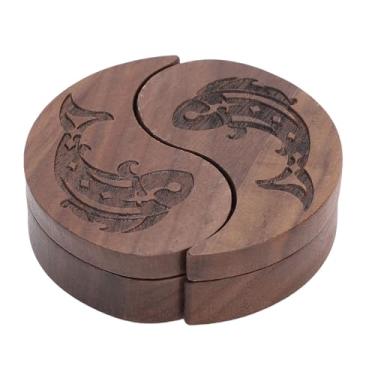 Imagem de LiebeWH Polick de Guitarra de Madeira Tai Chi Style Walnut Storage Caixa Com Tampa Magnética Rotativa para Picaretas de Baixo e Pequenos Acessórios