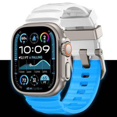 Imagem de NewWays Pulseira esportiva de borracha de silicone resistente para Apple Watch Ultra 2 de 49 mm, série 10, 46 mm, 45 mm e 44 mm, pulseira Rocky Point para iWatch Ultra séries 10, 9, 8, 7, 6, 5 e 4 SE