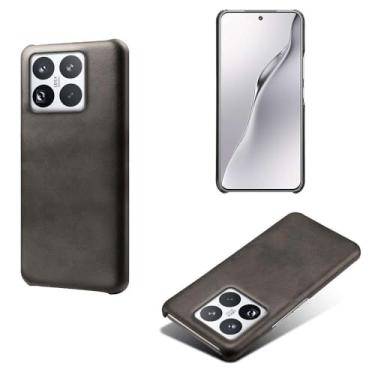 Imagem de Capa para Xiaomi 15 Pro,Proteção contra quedas,Casca de volta de cor sólida simples,Design de couro de imitação de plástico-Black
