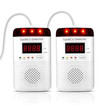 Imagem de Conjunto de 2 detectores de gás e monóxido de carbono, detector portátil de CO com visor digital, alarme sonoro e visual, alarme de gás e CO, aplicável para casa, cozinha, hotel