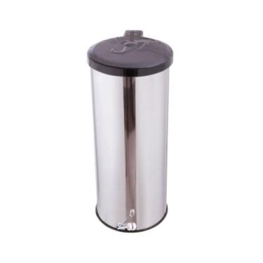 Imagem de Lixeira Redonda Inox Com Pedal Esfera - Tampa Plástica 25L - Aldinox