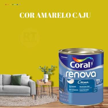 Imagem de Tinta Parede Amarelo Acrílica Fosca Renova 800ml - Coral, AMARELO CAJU