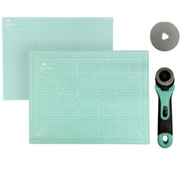 Imagem de Kit Base Placa de Cortar Tecido Papel Apoio de Mesa A2 45 x 60 + Corta